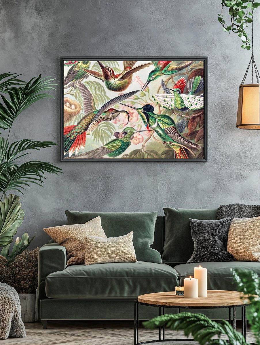 Vintage bird desktop wallpaper, background. — room view 4