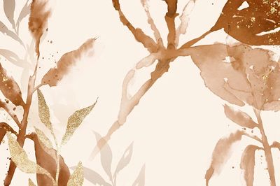 Brown watercolor leaf background aesthetic. poster