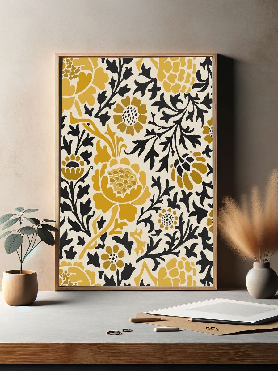 Decorative vintage flower ornament seamless. — room view 2