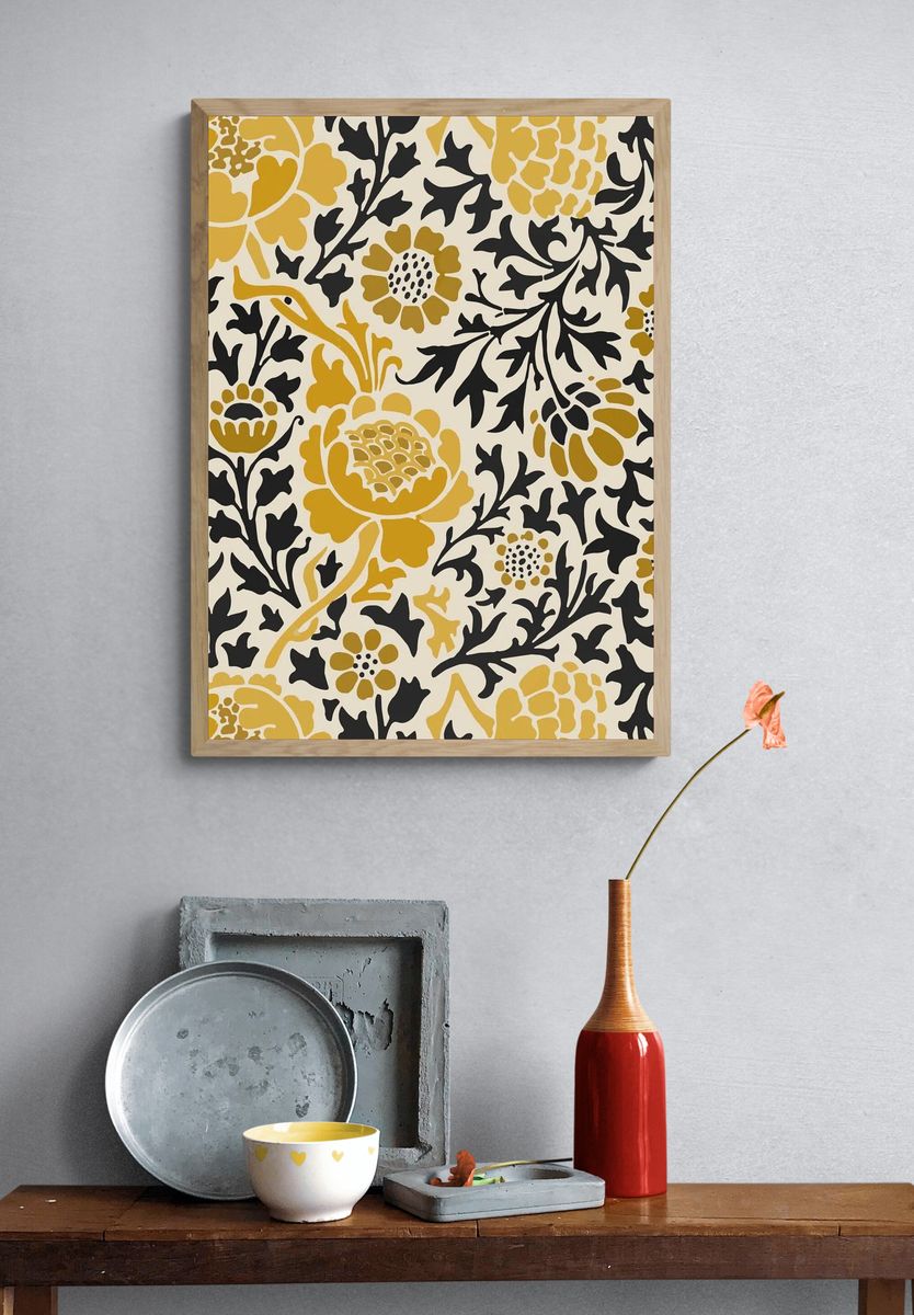 Decorative vintage flower ornament seamless. — room view 3