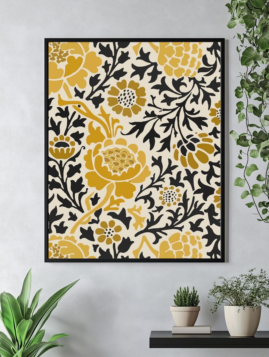 Decorative vintage flower ornament seamless. — room view 4
