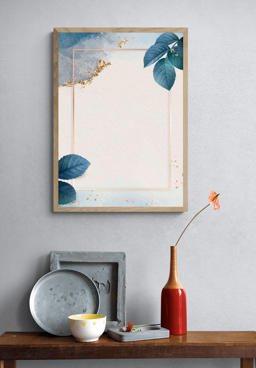 Rectangle gold frame foliage pattern. — room view 3