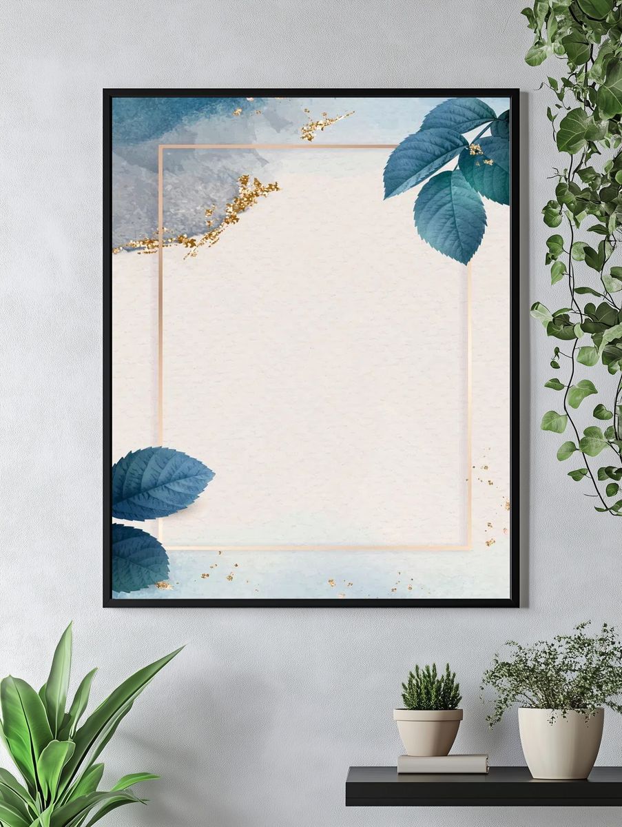 Rectangle gold frame foliage pattern. — room view 4
