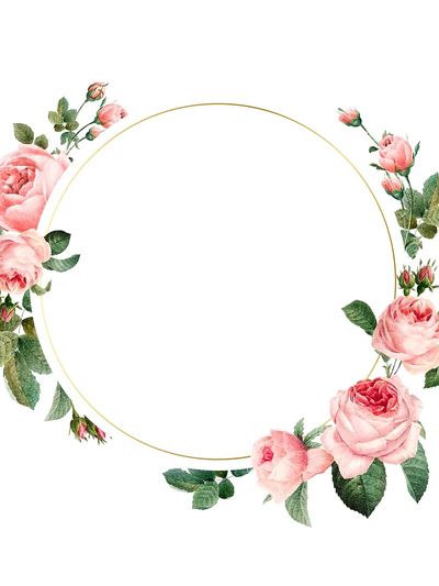 Blank round pink roses frame. poster print