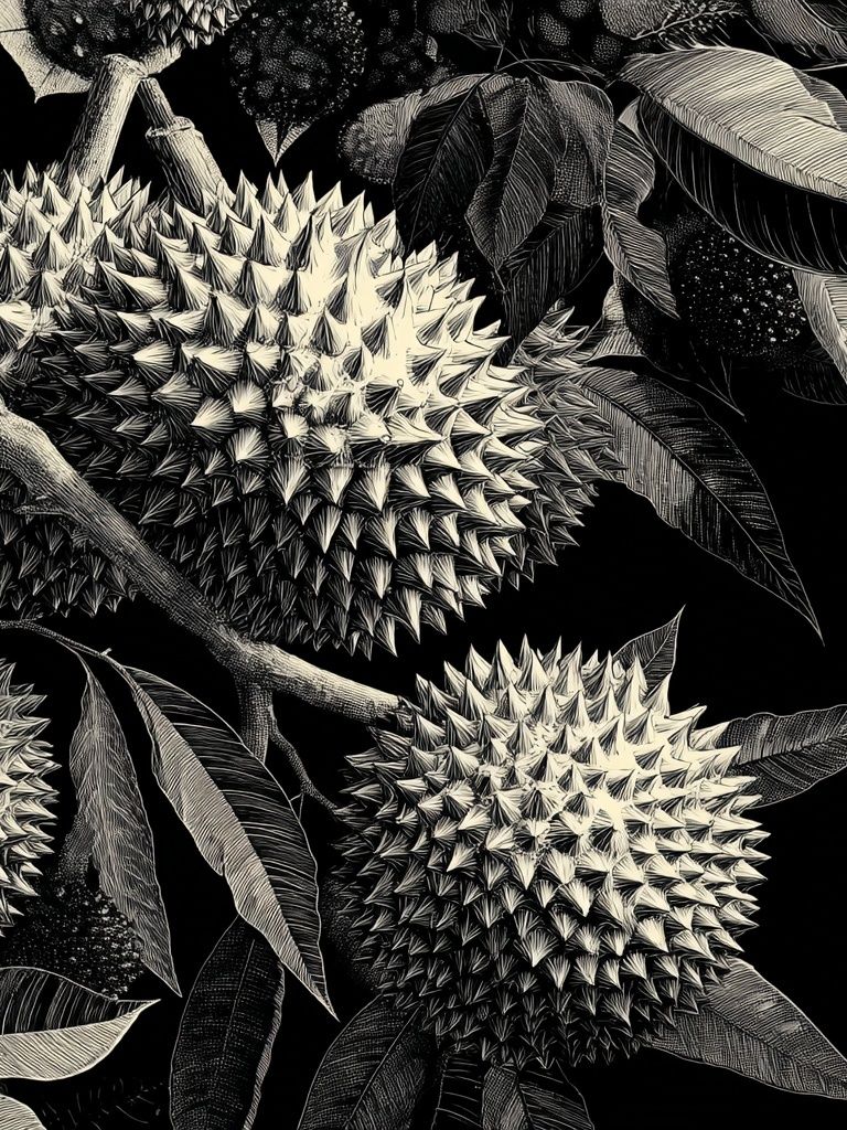 Durian Botanical Ink Poster. poster — botanical art