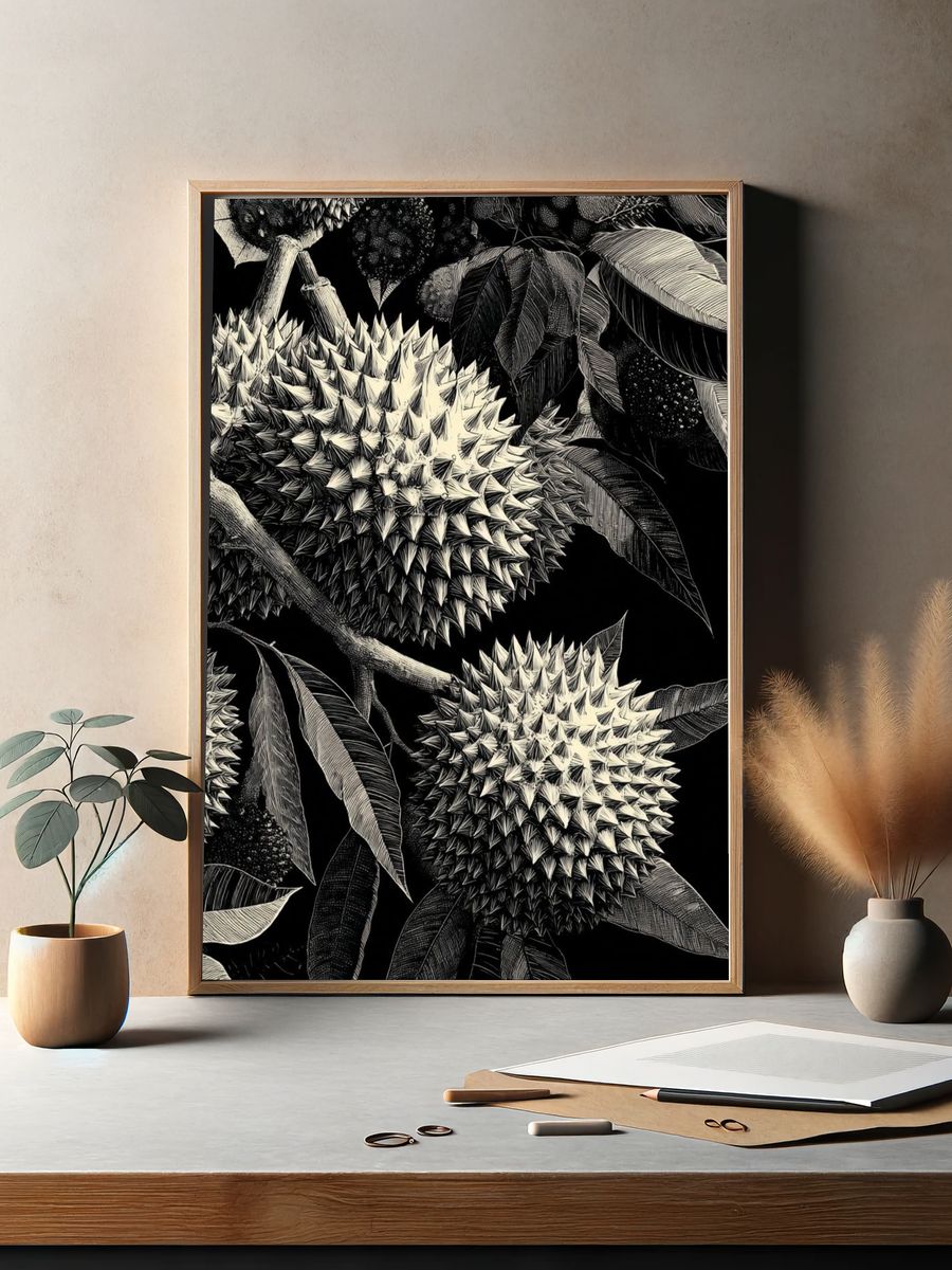 Durian Botanical Ink Poster. — room view 2