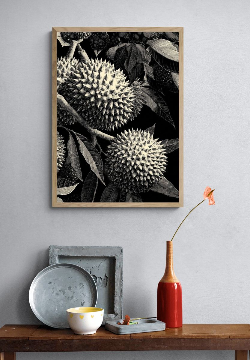 Durian Botanical Ink Poster. — room view 3