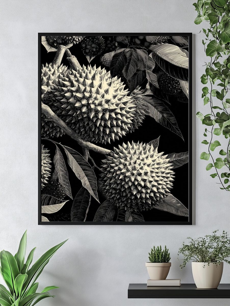 Durian Botanical Ink Poster. — room view 4
