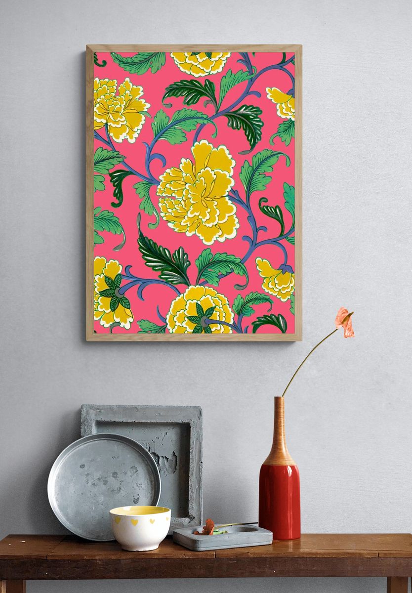 Floral Vine Pattern Print. — room view 3