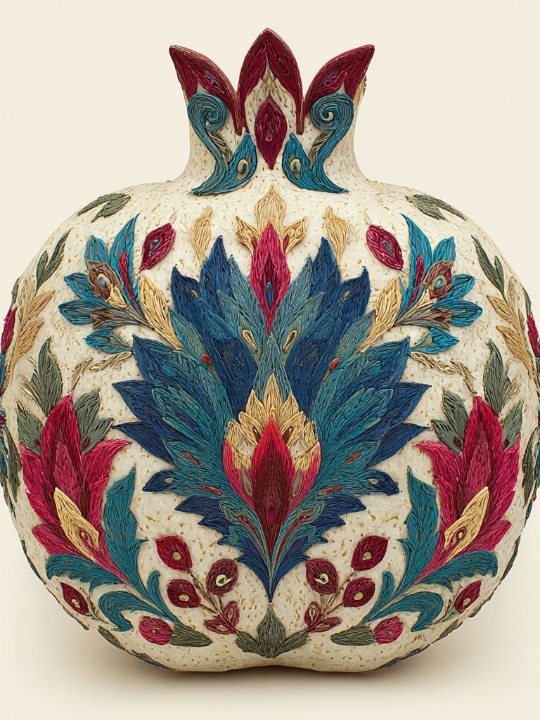Embroidered Floral Vase Print. poster — botanical art