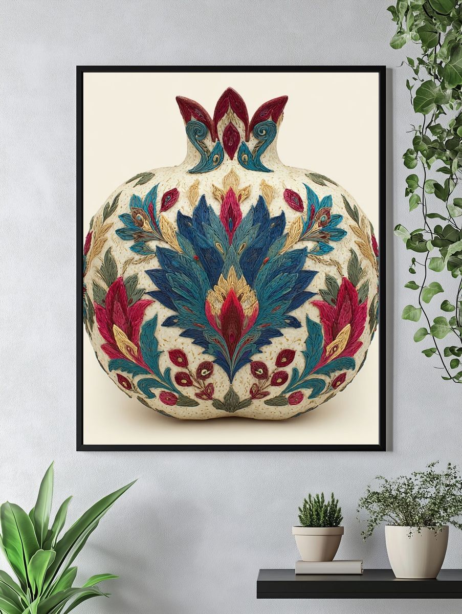 Embroidered Floral Vase Print. — room view 4