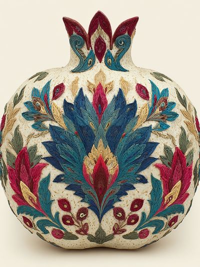 Embroidered Floral Vase Print. poster