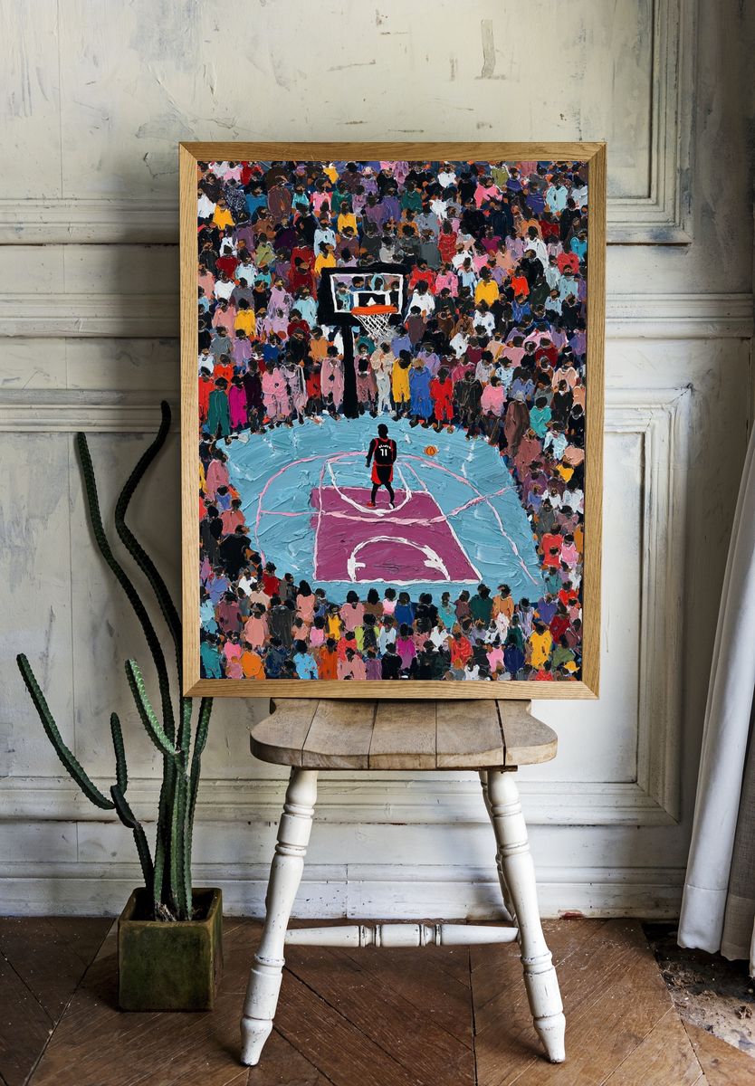 Basketball Player in Crowd — Art Print. — room view 1