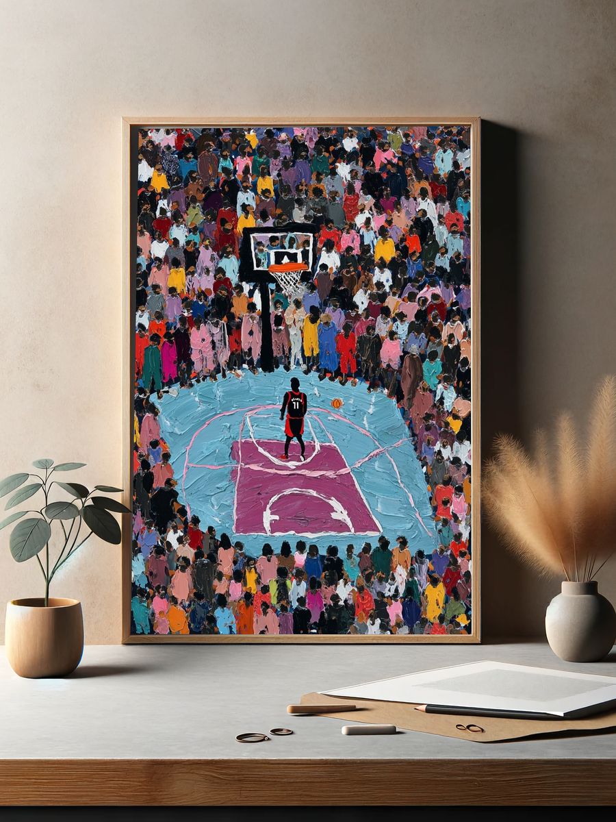 Basketball Player in Crowd — Art Print. — room view 2