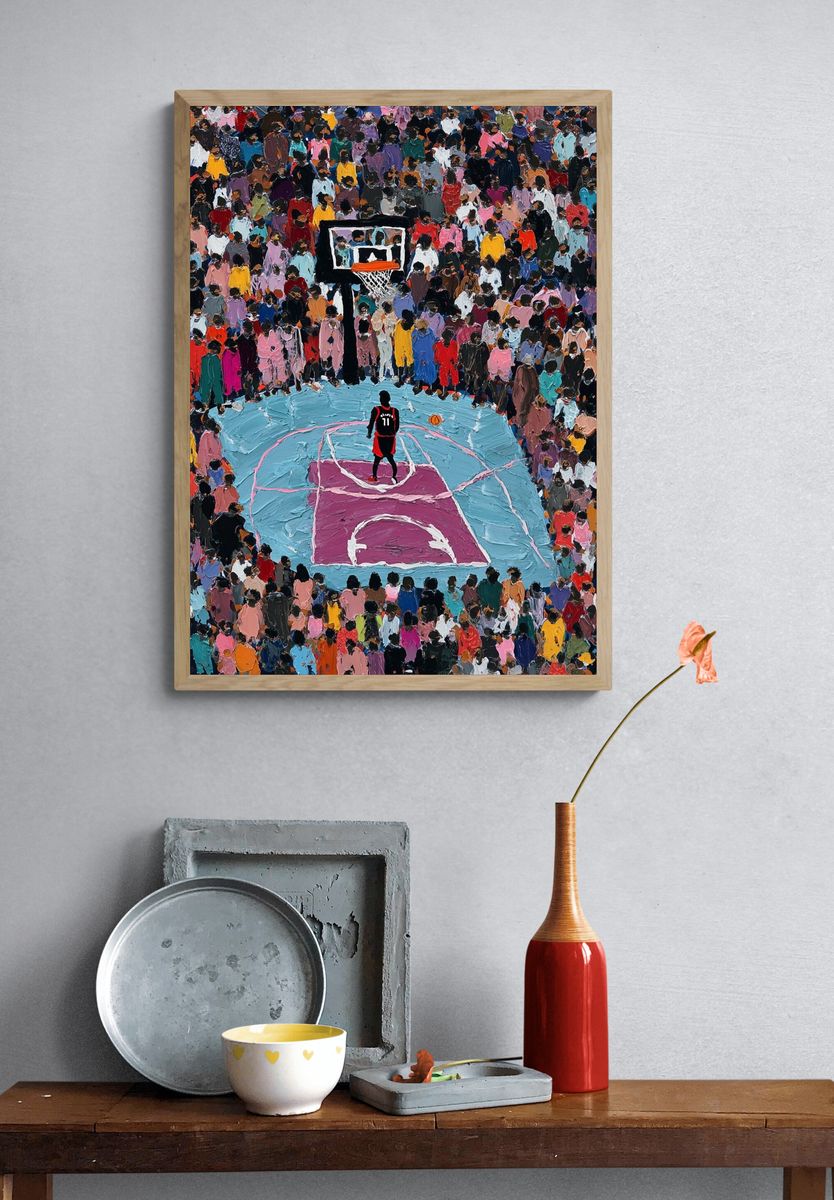 Basketball Player in Crowd — Art Print. — room view 3