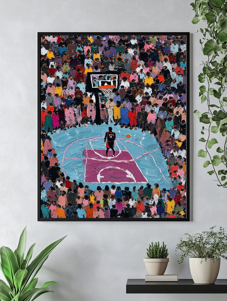 Basketball Player in Crowd — Art Print. — room view 4