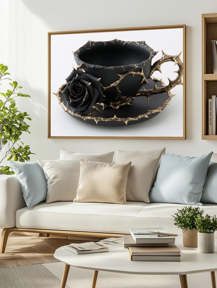 Black Rose Thorn Cup Print. — room view 2