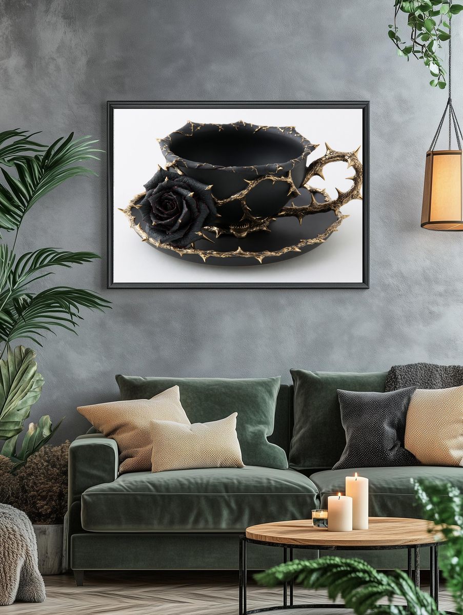 Black Rose Thorn Cup Print. — room view 4