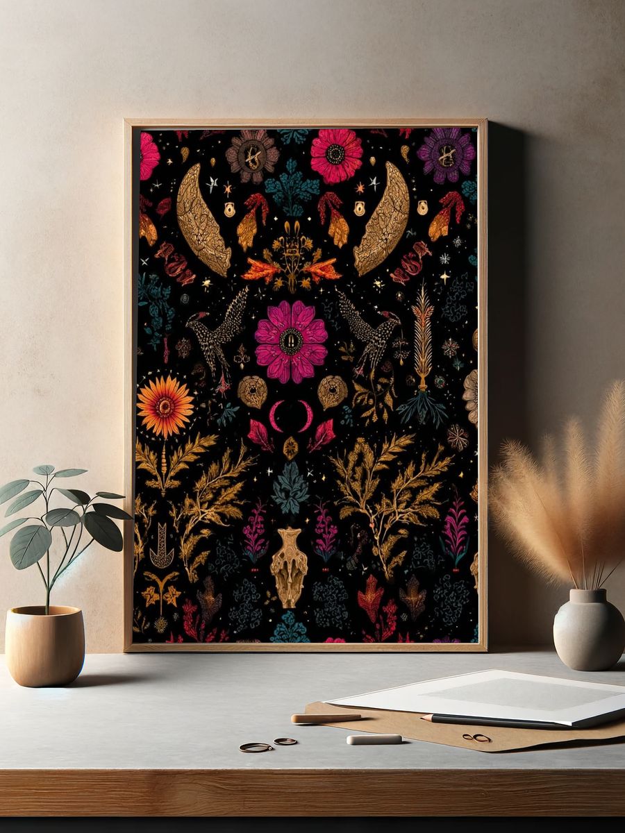Botanical Skull Art — Illustration Print. — room view 2
