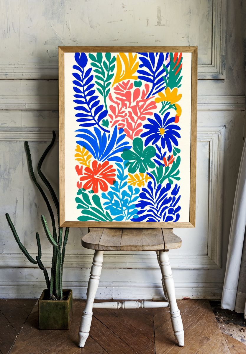 Colorful Botanical Illustration Poster. — room view 1