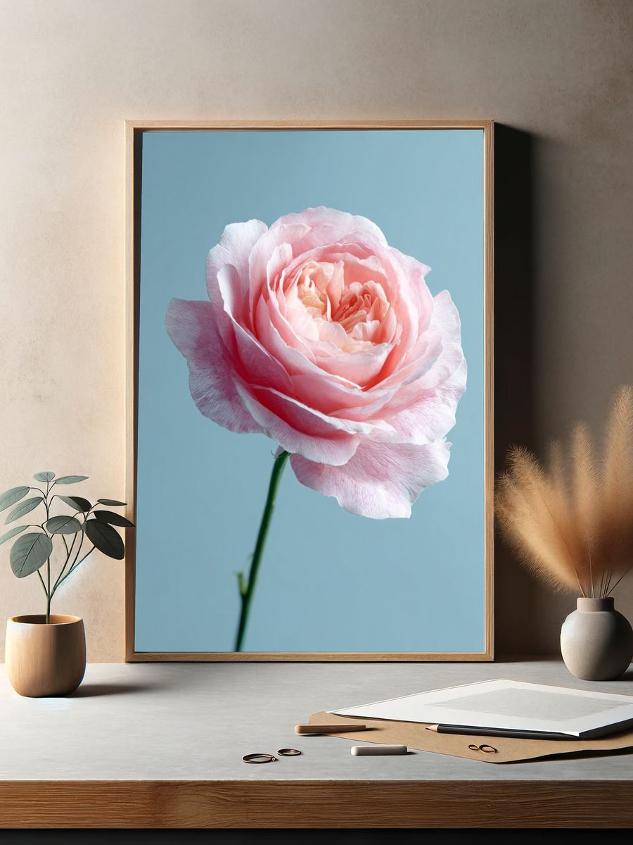 Pink Rose — Botanical Print. — room view 2