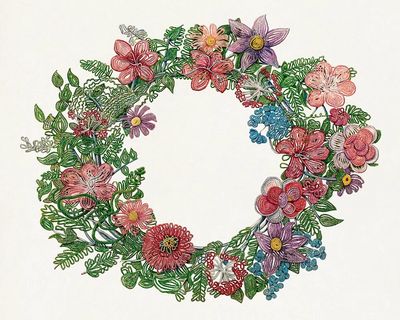 Floral Wreath — Botanical Print. poster print