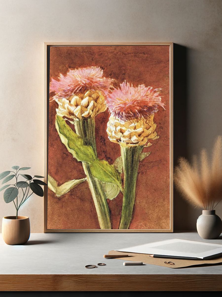Pink Flower Watercolor Poster. — room view 2