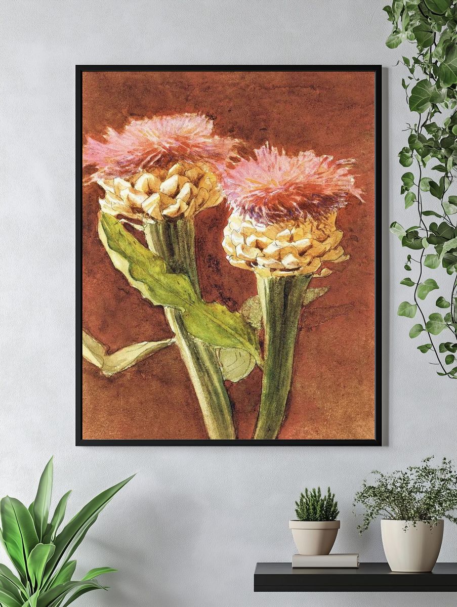 Pink Flower Watercolor Poster. — room view 4
