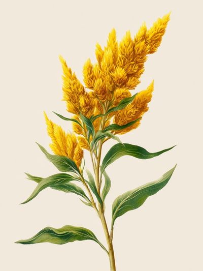 Yellow Celosia Botanical Print. poster