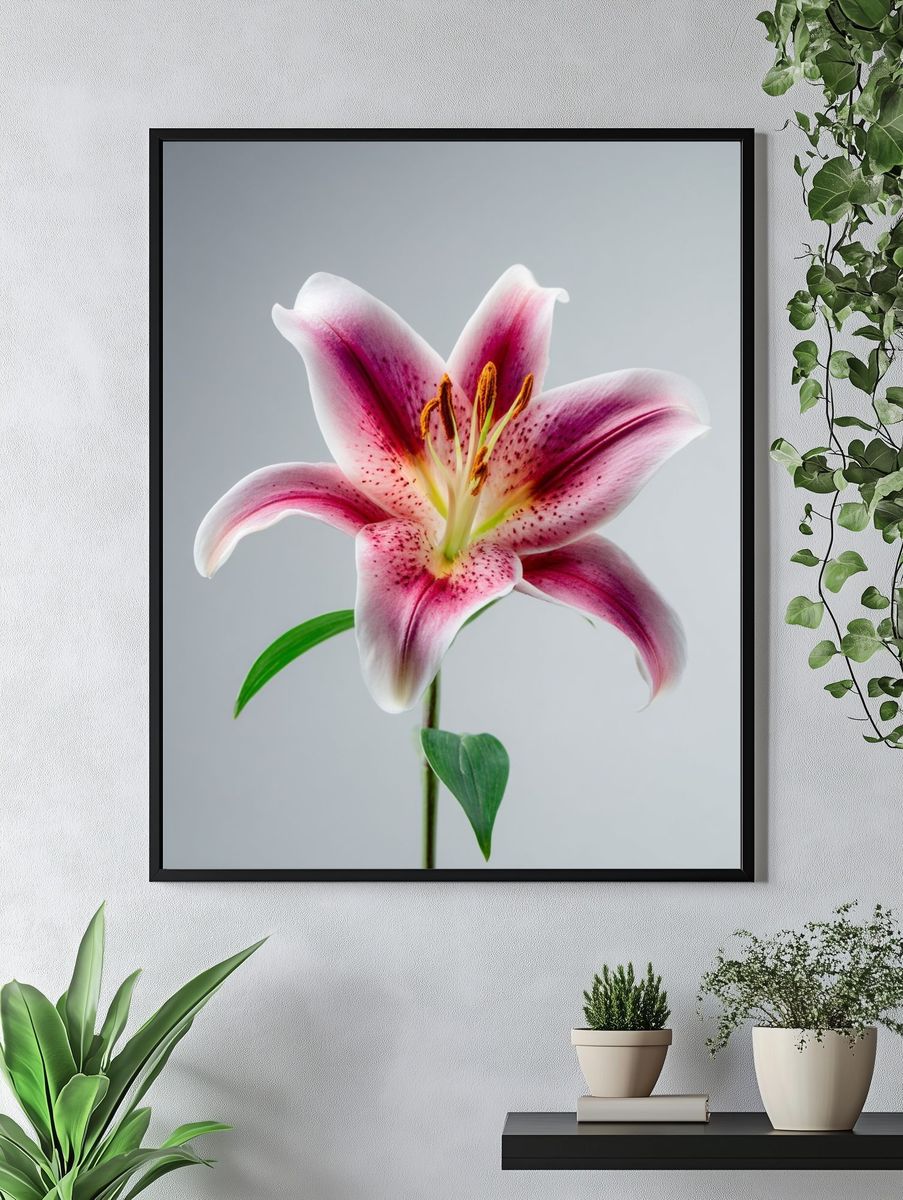 Pink Lily Botanical Poster. — room view 4