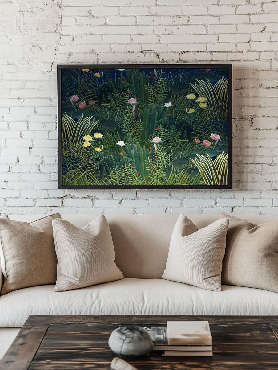 Tropical Water Lilies — Botanical Print. — room view 1