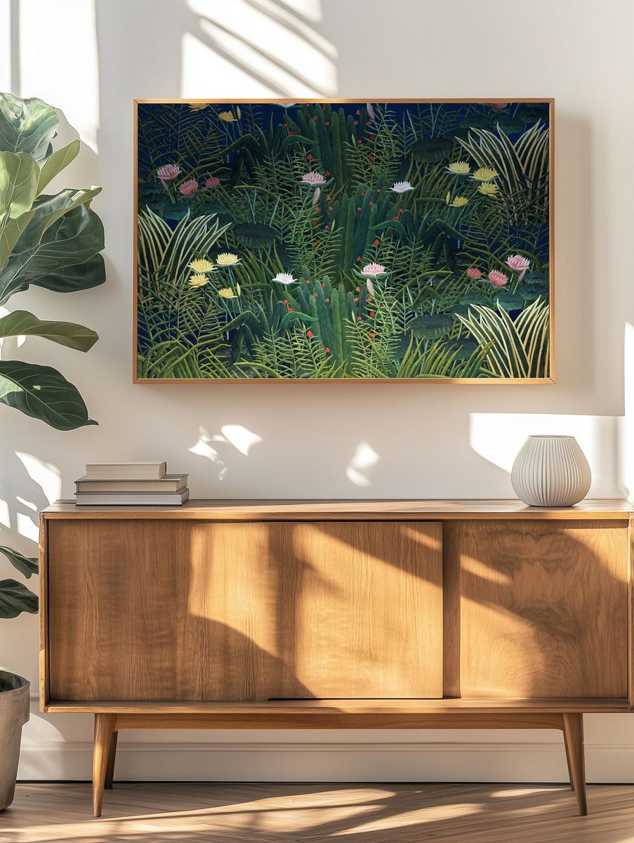 Tropical Water Lilies — Botanical Print. — room view 3