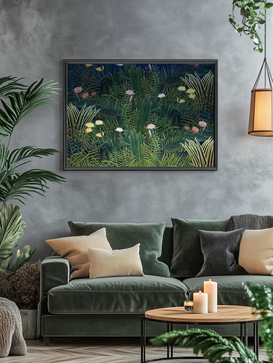 Tropical Water Lilies — Botanical Print. — room view 4