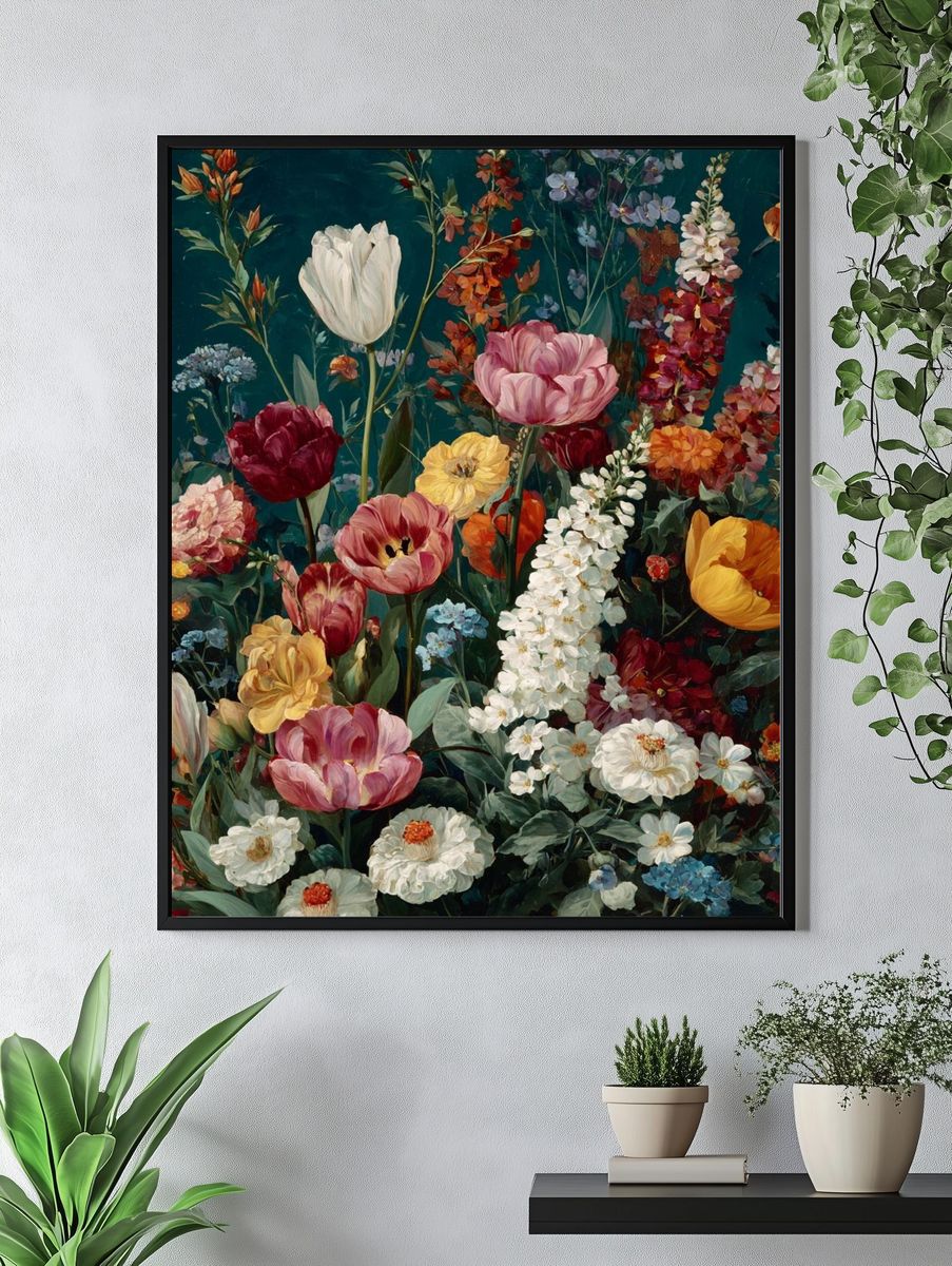 Vibrant Floral Bouquet — Botanical Print. — room view 4