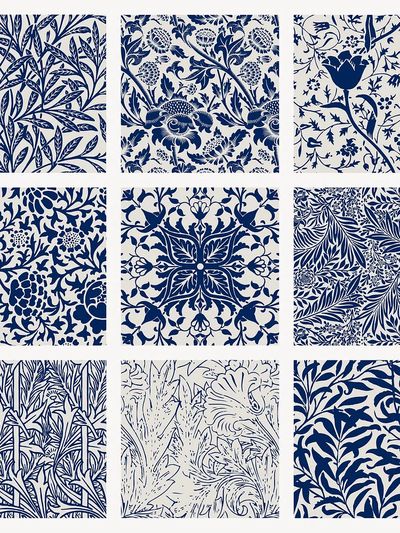 Navy Floral Pattern — Botanical Print. poster