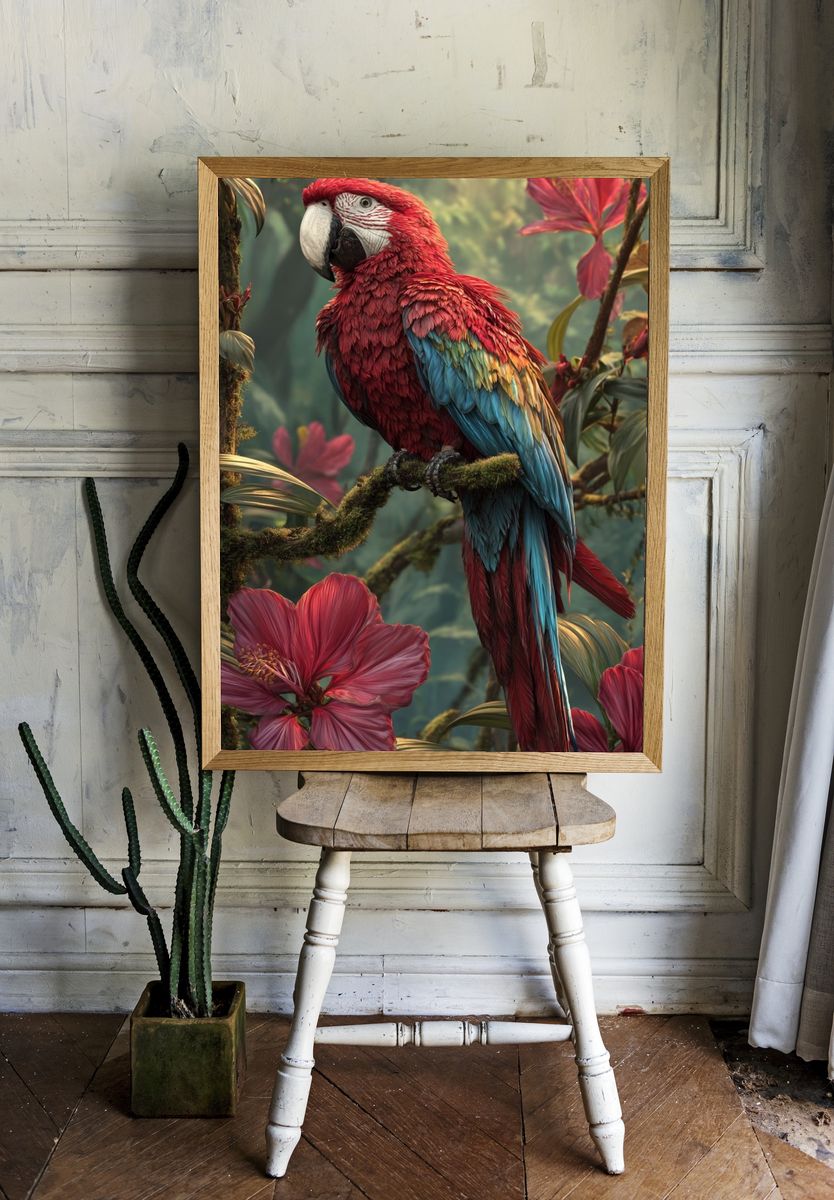 Scarlet Macaw — Botanical Print. — room view 1