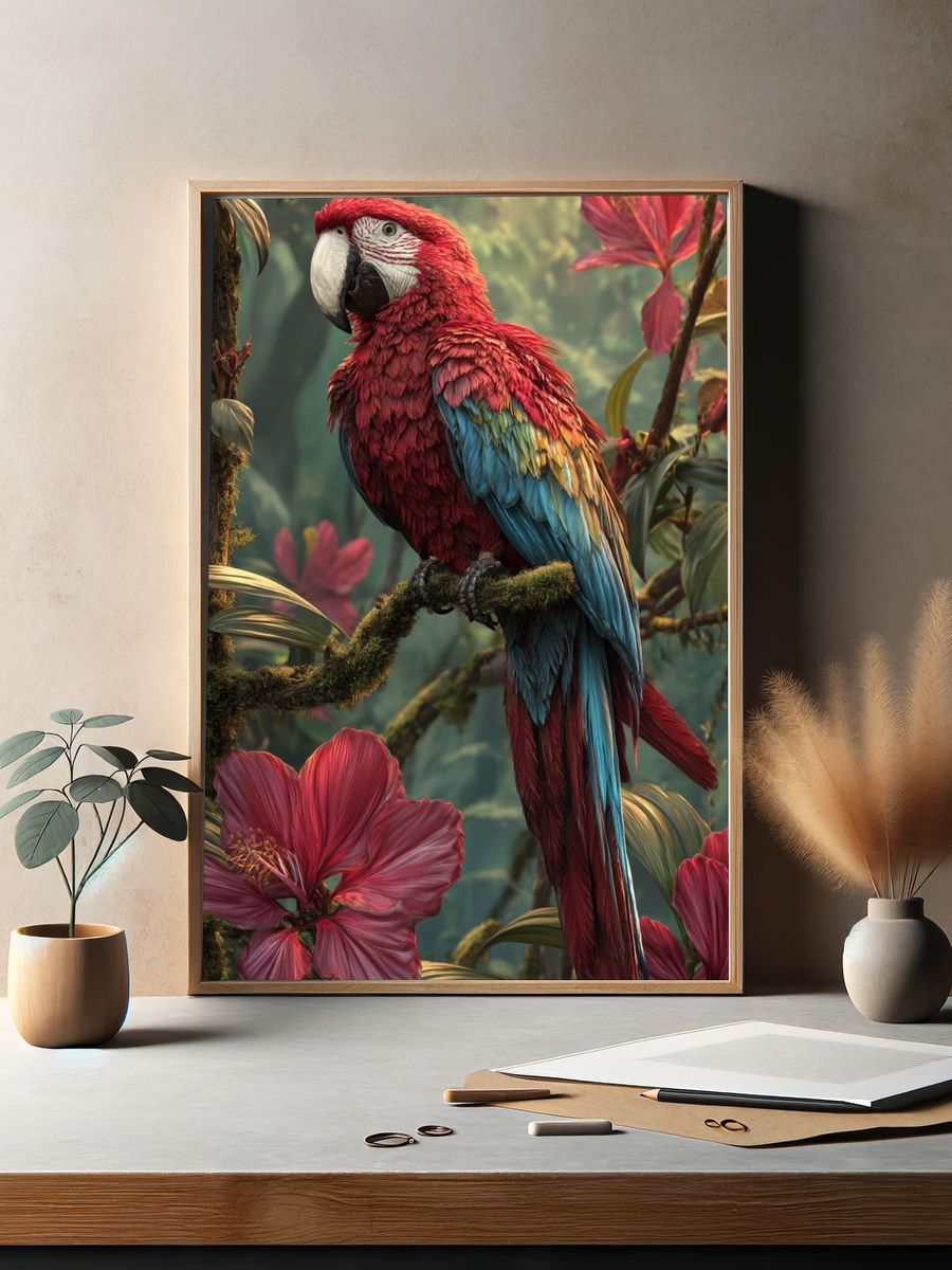 Scarlet Macaw — Botanical Print. — room view 2