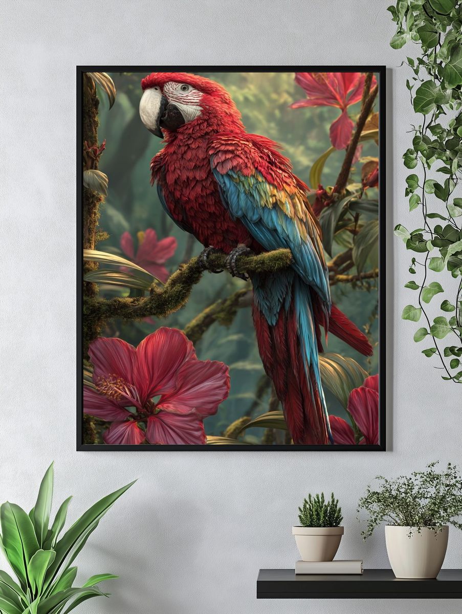 Scarlet Macaw — Botanical Print. — room view 4