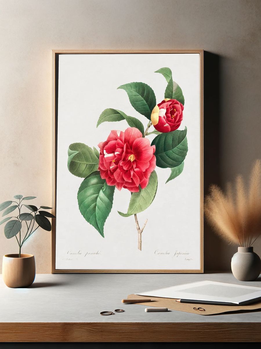 Camellia Japonica — Botanical Print. — room view 2
