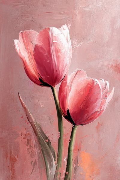 Pink Tulips — Botanical Print. poster print