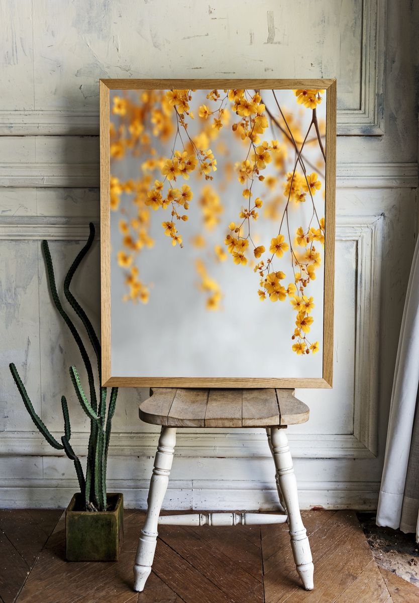 Yellow Floral Botanical Poster. — room view 1