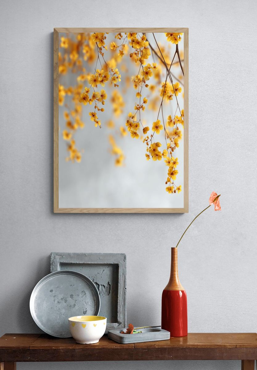 Yellow Floral Botanical Poster. — room view 3