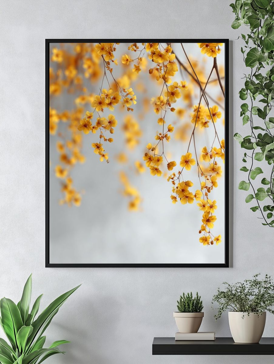 Yellow Floral Botanical Poster. — room view 4