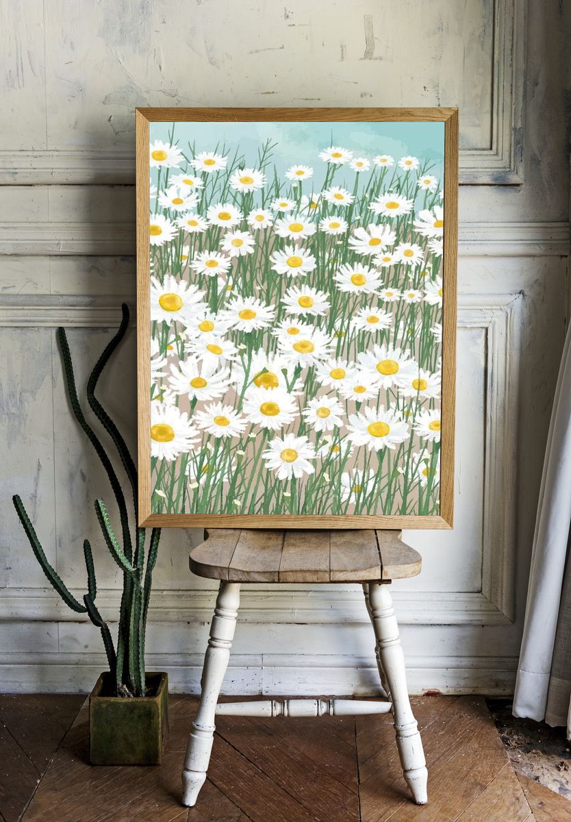 Daisy Field — Botanical Print. — room view 1
