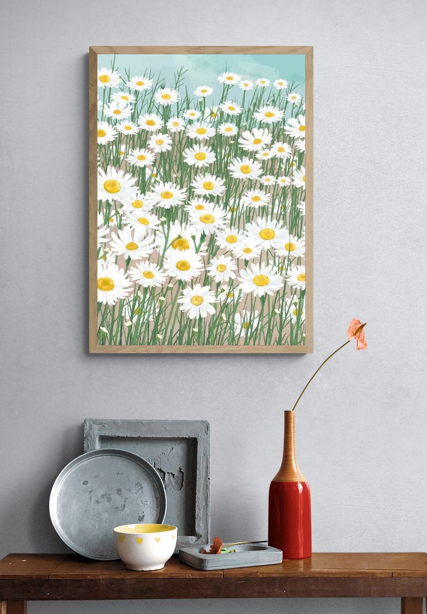 Daisy Field — Botanical Print. — room view 3