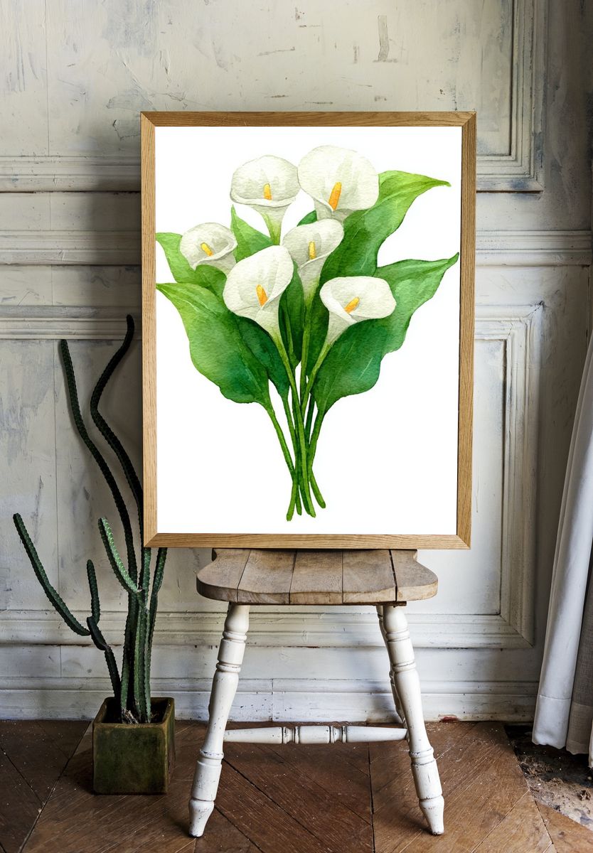Calla Lily Bouquet — Watercolor Print. — room view 1