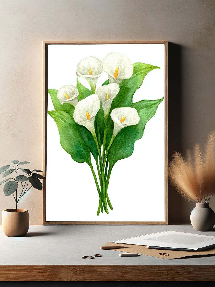 Calla Lily Bouquet — Watercolor Print. — room view 2
