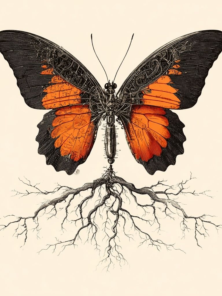 Butterfly with Roots — Illustration Print. poster detail