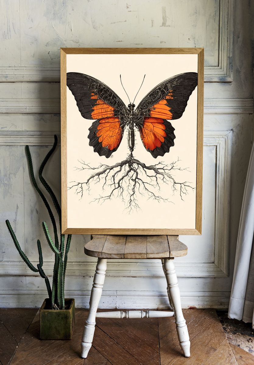 Butterfly with Roots — Illustration Print. — room view 1
