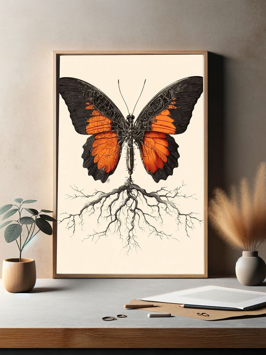 Butterfly with Roots — Illustration Print. — room view 2